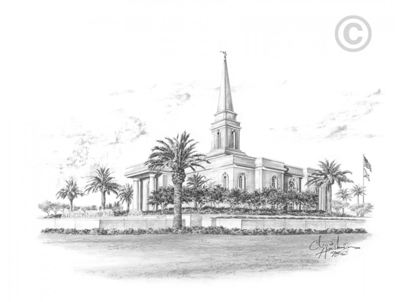 800x600 Orlando Florida Temple Drawing - Florida Sketch