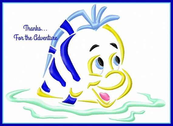 570x415 Flounder From The Little Mermaid Sketch Digital Embroidery Etsy - Flounder Sketch