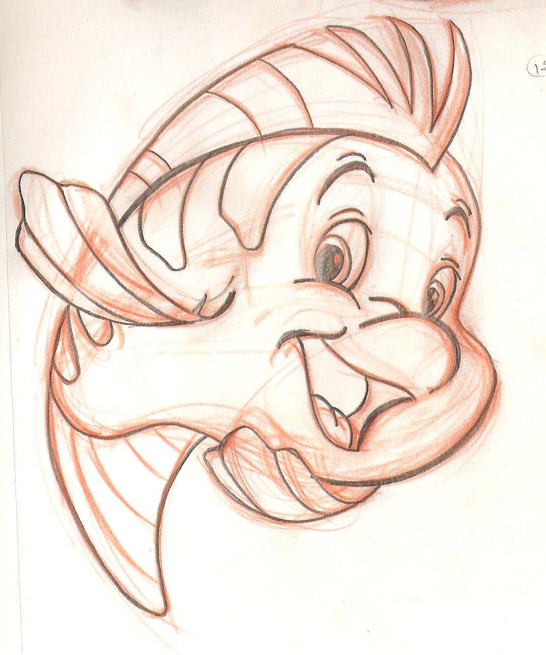 1084x1300 Scribble Scraps Flounder - Flounder Sketch