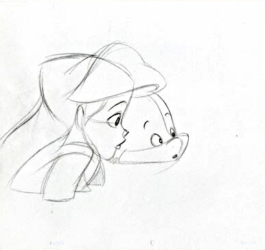386x364 Walt Disney Characters Images Walt Disney Sketches - Flounder Sketch