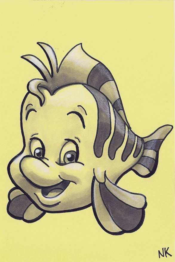 586x876 Warm Up Sketch Flounder By N8kelly Disney - Flounder Sketch