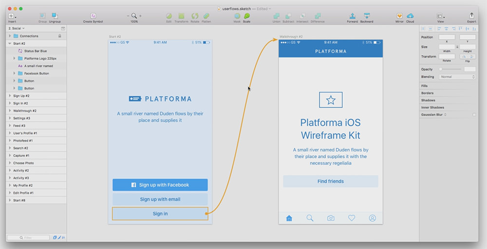1000x512 Create Flow Diagrams In Sketch With User Flows Plugin - Flow Sketch