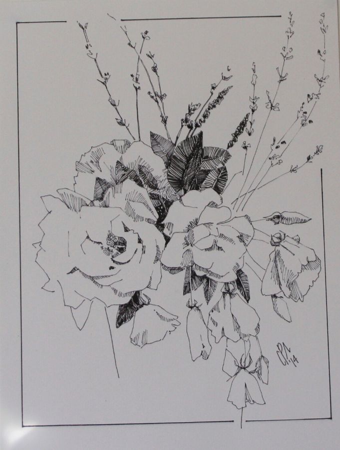 681x900 Pen Flower Arrangement Sketch. Painting A Picture - Flower Arrangement Sketch