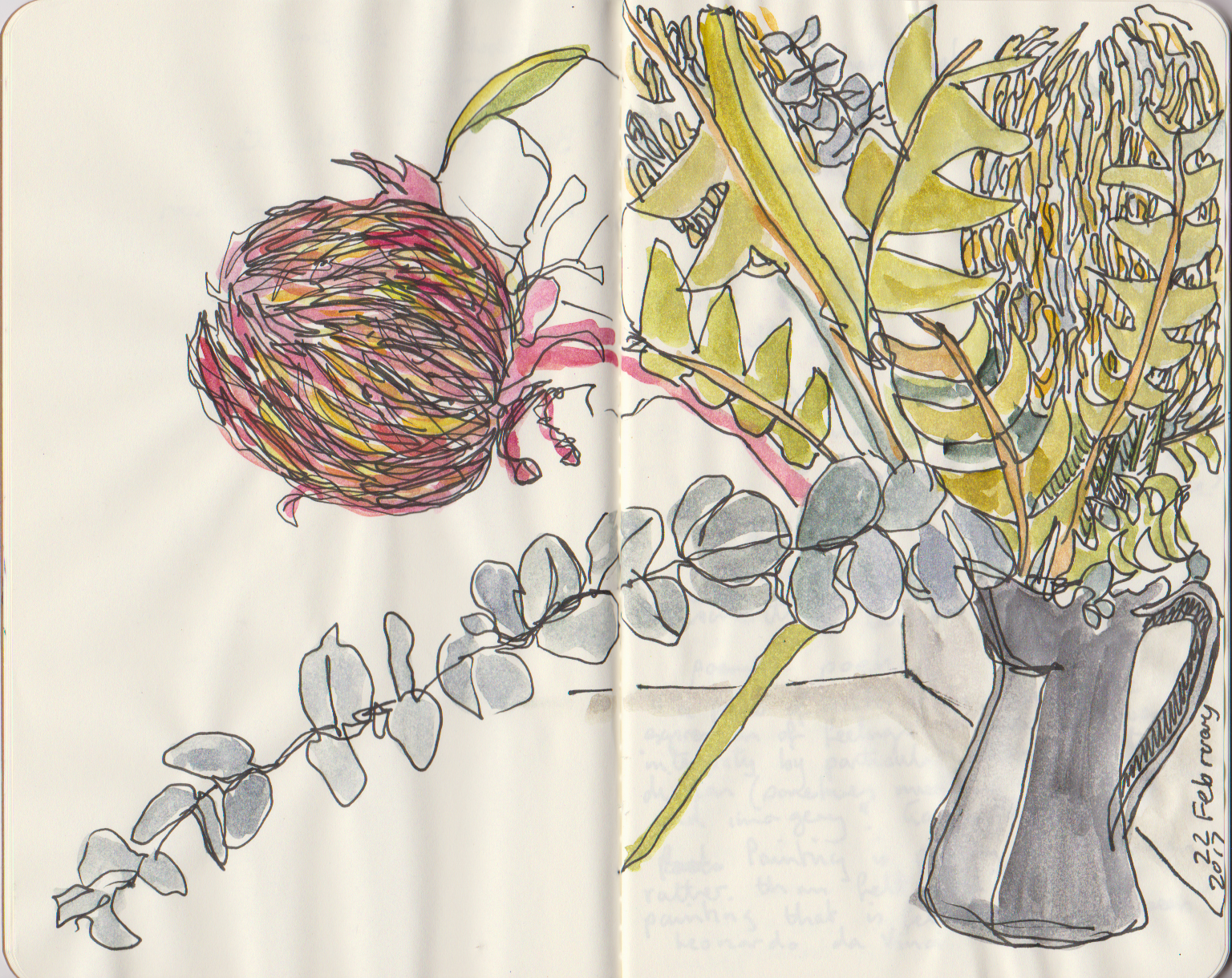 1536x1220 Coffee Shop Sketch Leonieandrews - Flower Arrangement Sketch