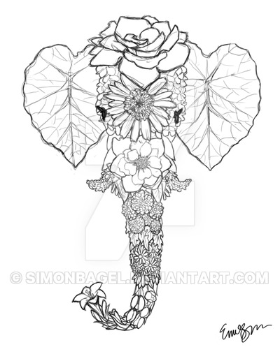 400x497 Flower Series - Flower Art Sketch