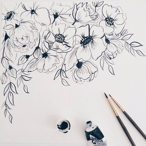 500x500 Flower Sketch Uploaded By Briefing Aesthetic On We Heart It - Flower Art Sketch
