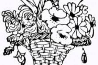 343x228 Flower Basket Drawing Color - Flower Basket Sketch