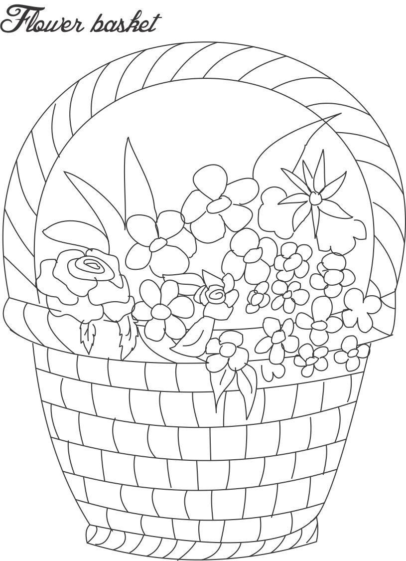 Flower Basket Sketch at Explore collection of