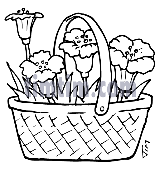 513x554 Free Drawing Of A Flower Basket Bw From The Category Valentines - Flower Basket Sketch