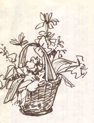 383x500 Flower Basket Quick Sketch Barbara - Flower Basket Sketch