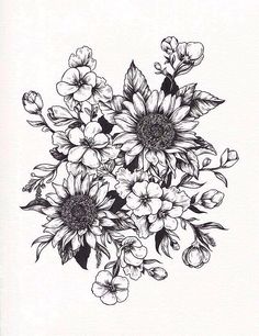 236x306 Floral - Flower Black And White Sketch
