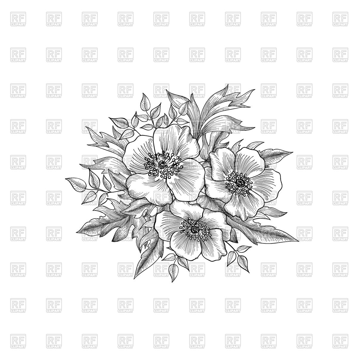 1200x1200 Flower Bouquet Sketch Vector Image Vector Artwork Of Objects - Flower Bouquet Sketch