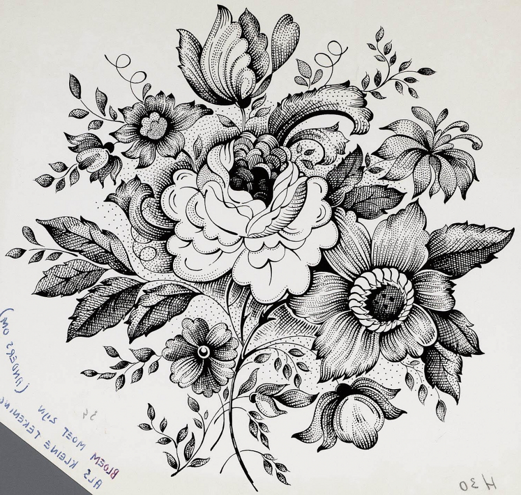 1024x973 Rose Bouquet Pencil Drawing Rose Garden Pencil Drawing Photo - Flower Bouquet Sketch
