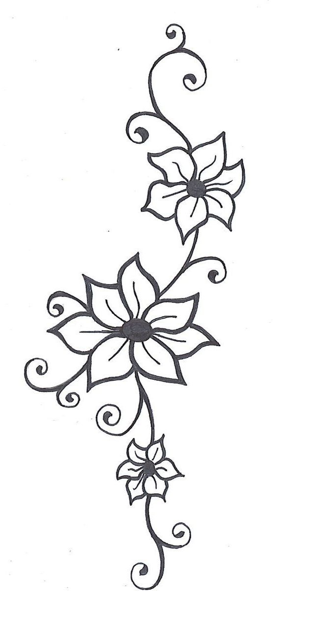 635x1257 Flowers On A Vine Tattoo Designs Sketch Of Flower Vines Tats On - Flower Design Sketch