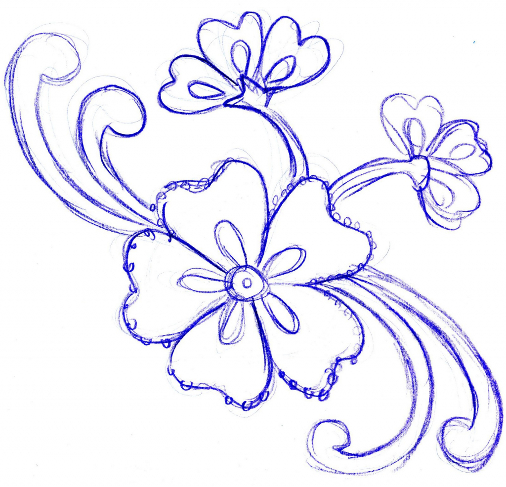 1024x986 Sketch Clipart Flower Design - Flower Design Sketch