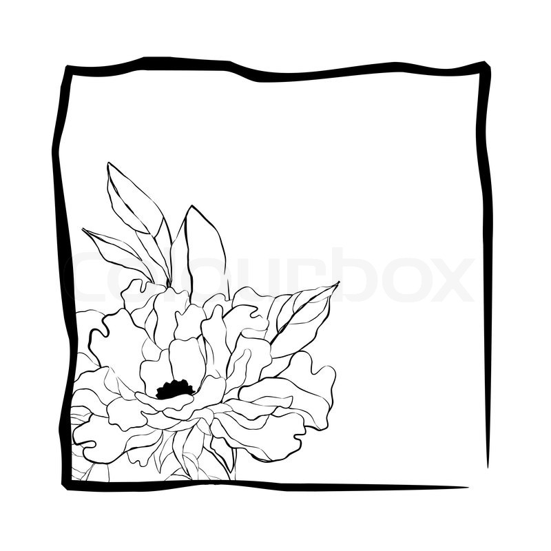 800x800 Pretty Flower In Frame In Sketch Style Stock Vector Colourbox - Flower Frame Sketch