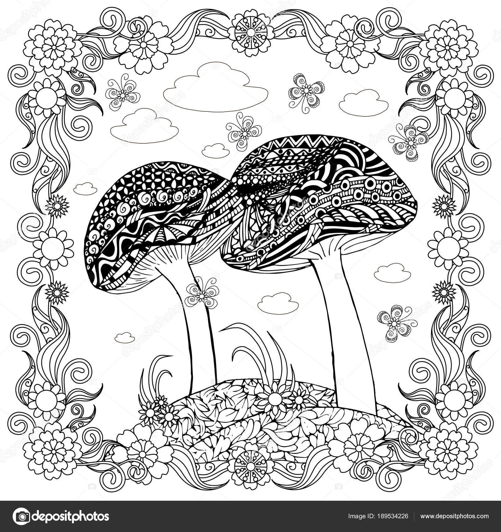 1600x1700 Doodle Coloring Bloom Valid Doodle Mushrooms Flower Frame - Flower Frame Sketch