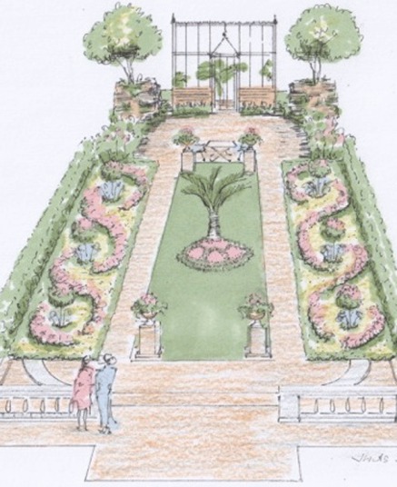 437x536 Rhs Hampton Court Palace 2015 Show Garden Sketches - Flower Garden Sketch