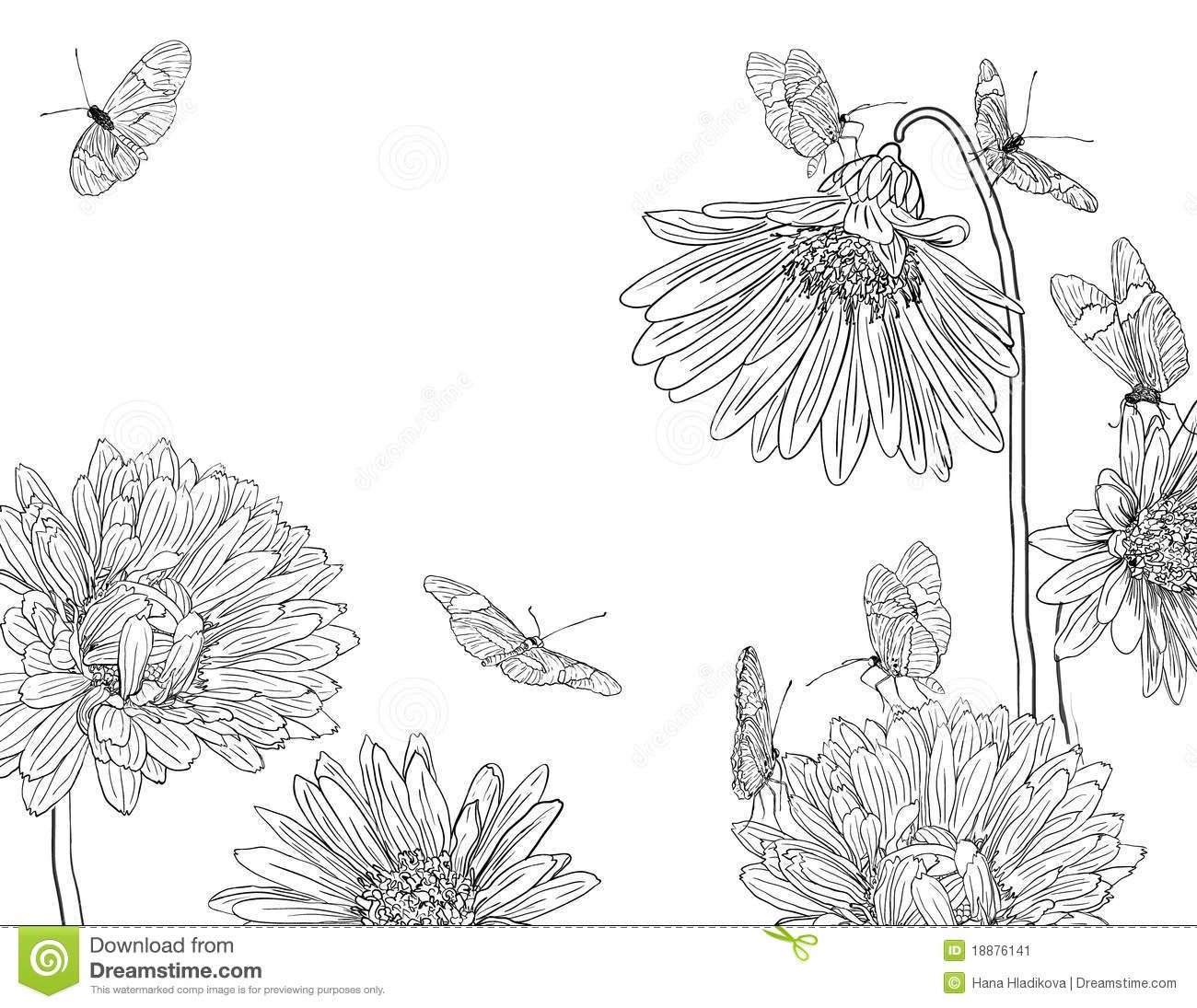 1300x1095 How To Draw A Butterfly Garden Hand Drawn Garden Sketch - Flower Garden Sketch