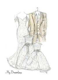 200x275 Wedding Dress Sketch Gallery Dreamlines Sketches - Flower Girl Sketch