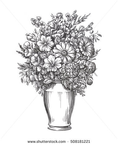 382x470 Collection Of Flower Pot Drawing Sketch High Quality, Free - Flower Pot Sketch