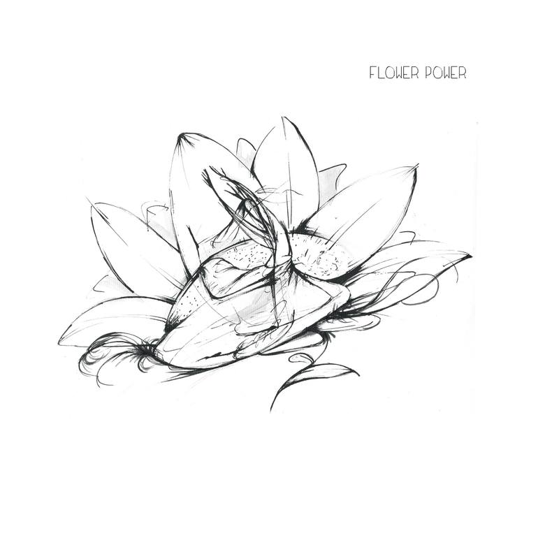 770x770 Saatchi Art Flower Power Drawing By Manusch Badaracco - Flower Power Sketch