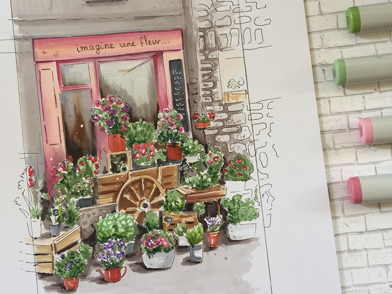 800x600 Flower Shop Sketch By Anastasia - Flower Shop Sketch