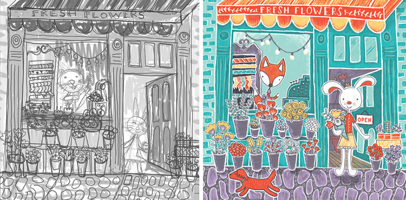 800x394 Flower Shop Sketch To Final - Flower Shop Sketch