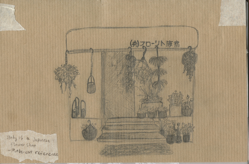 1024x678 Flower Shop Sketch Development Work For My Game Art - Flower Shop Sketch