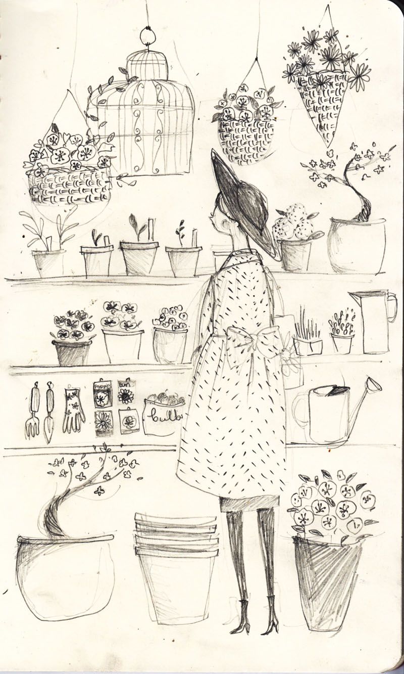 800x1333 The Flower Shop Sketch Emma Block Simple Pencil - Flower Shop Sketch