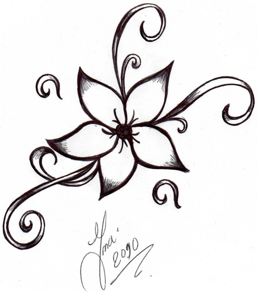 907x1024 Easy Flowers To Sketch Easy Flower Sketches Bestofpicture Images - Flower Sketch