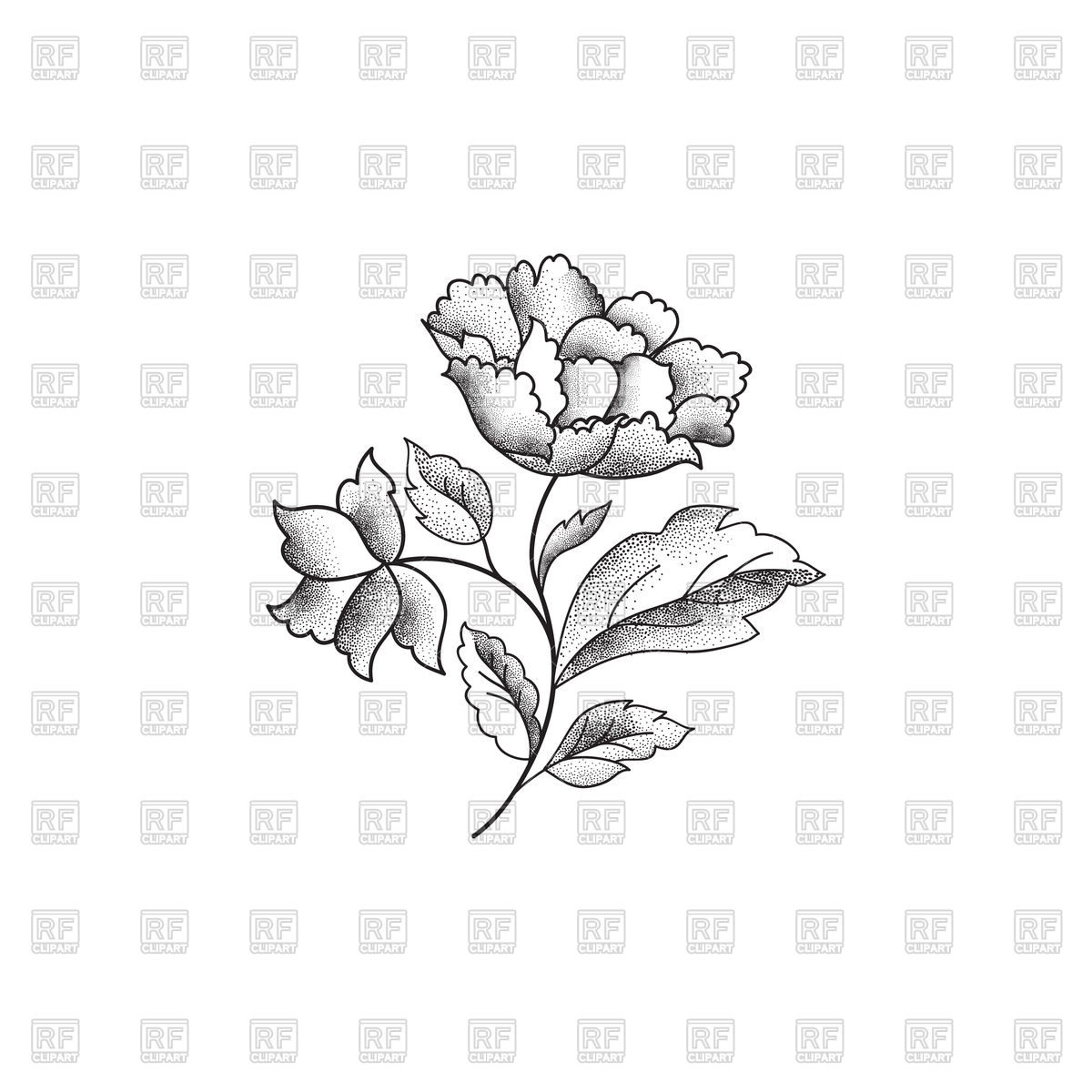 1200x1200 Flower Sketch On White Background Vector Image Vector Artwork Of - Flower Sketch Background