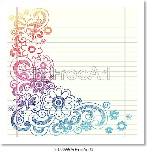 561x581 Free Art Print Of Flowers Sketch Doodle Border Vector. Springtime - Flower Sketch Background