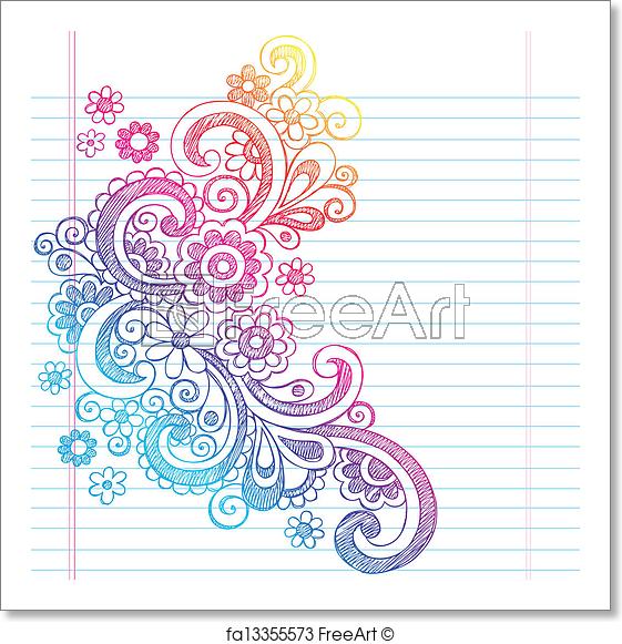 561x581 Free Art Print Of Spring Flower Sketch Doodle Vector . Flower - Flower Sketch Background