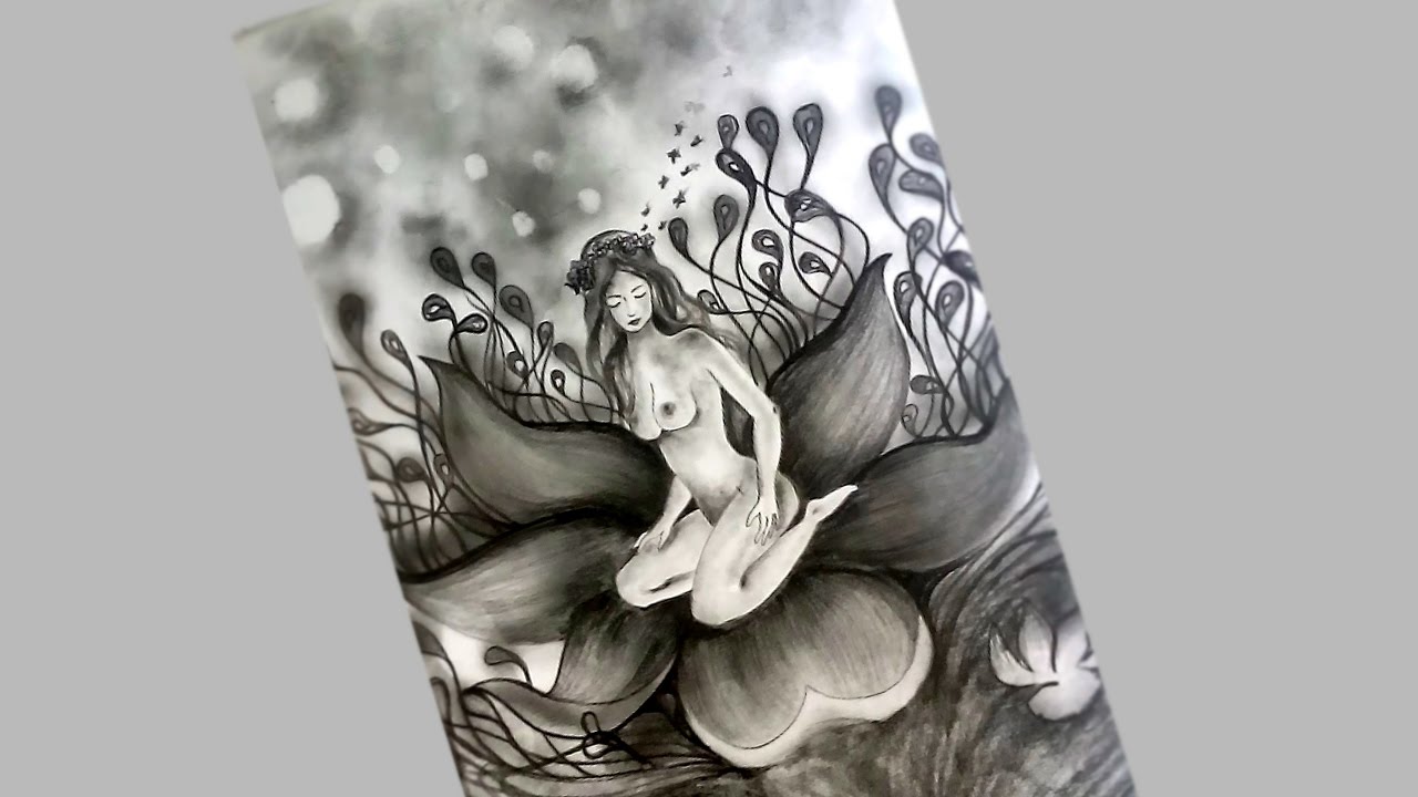 1280x720 Pencil Sketch Drawing - Flower Sketch Drawing