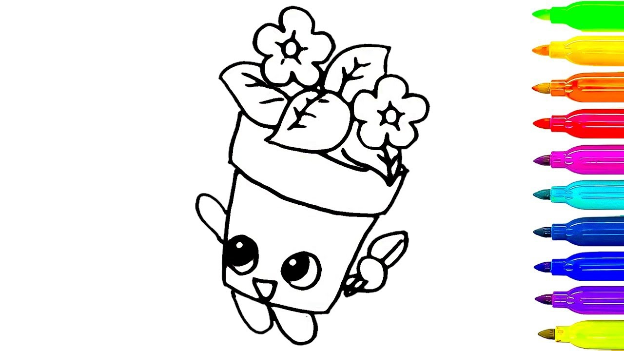 1280x720 Flower Pot Drawing For Kid - Flower Sketch For Kids