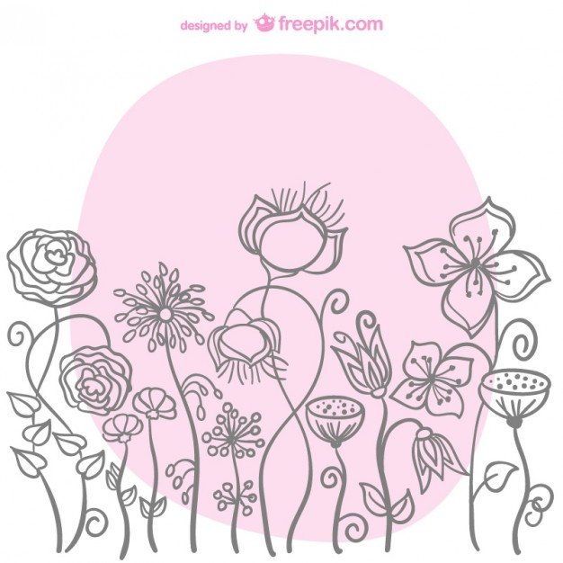 626x626 Flowers Sketch Vector Vector Free Download - Flower Sketch Vector
