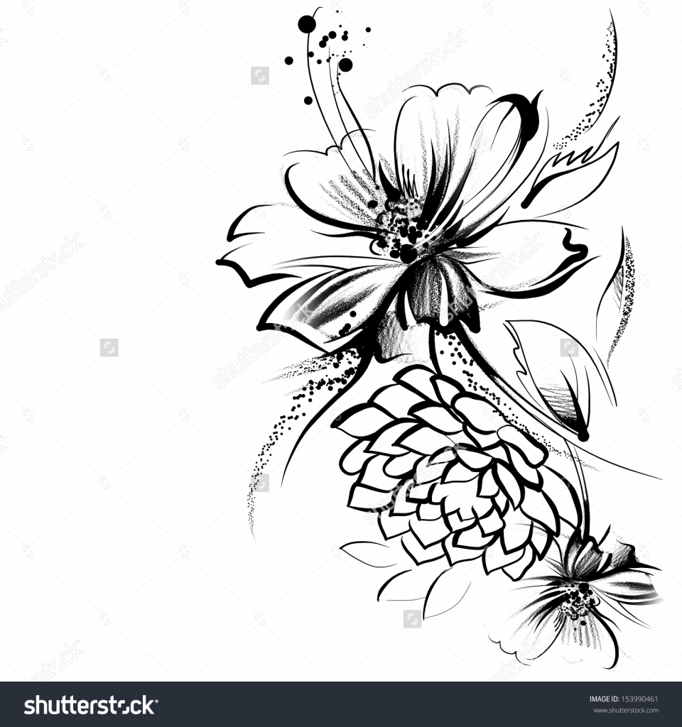 960x1024 Abstract Flower Sketch Vector Sketch Abstract Flower Stock Vector - Flower Sketch Vector