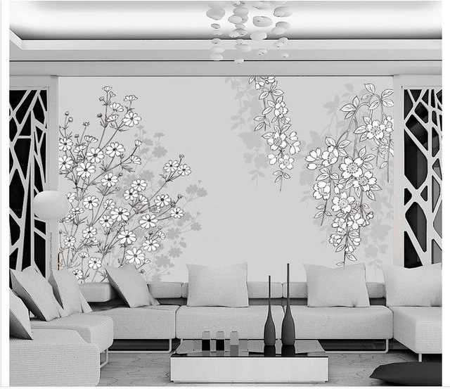 640x553 3d Wallpaper Custom 3d Wall Mural Wallpaper Flower Mural Simple - Flower Sketch Wallpaper