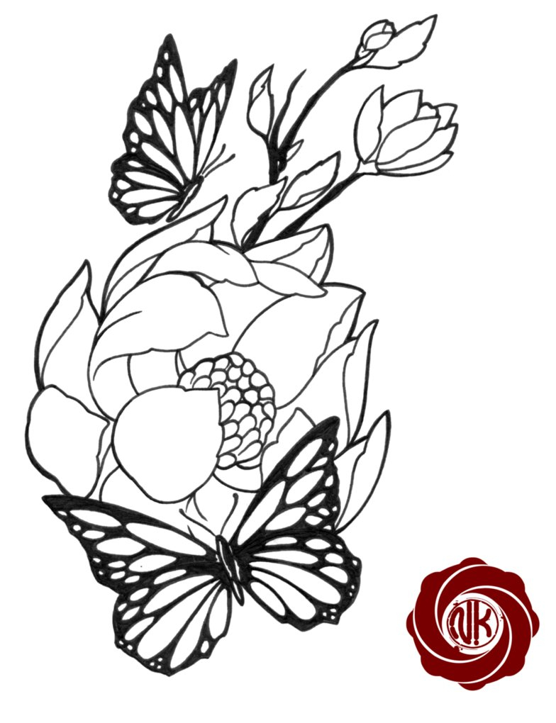 784x1020 Flower Sketches Tattoo - Flower Tattoo Sketch