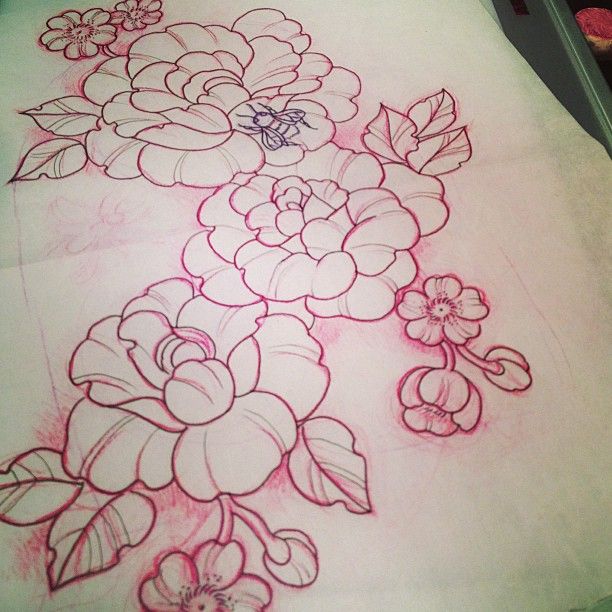 612x612 Pictures How To Draw Tattoo Flowers, - Flower Tattoo Sketch