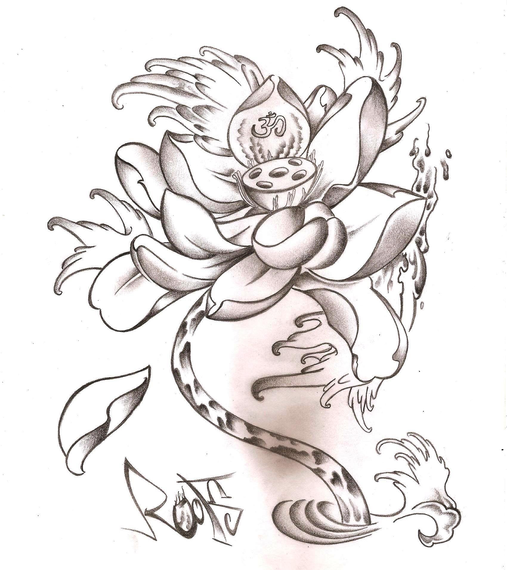 1700x1910 Collection Of Lotus Flower Tattoo Sketch - Flower Tattoo Sketch