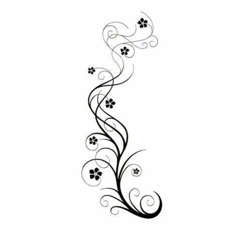 474x474 Flower Vine Tattoo Sketches. Flower Scroll Design. Stencils - Flower Vine Sketch