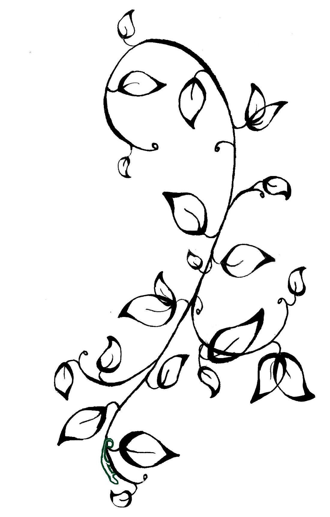 1100x1724 Simple Flower And Vine Sketch Sign Amp Art Vine - Flower Vine Sketch