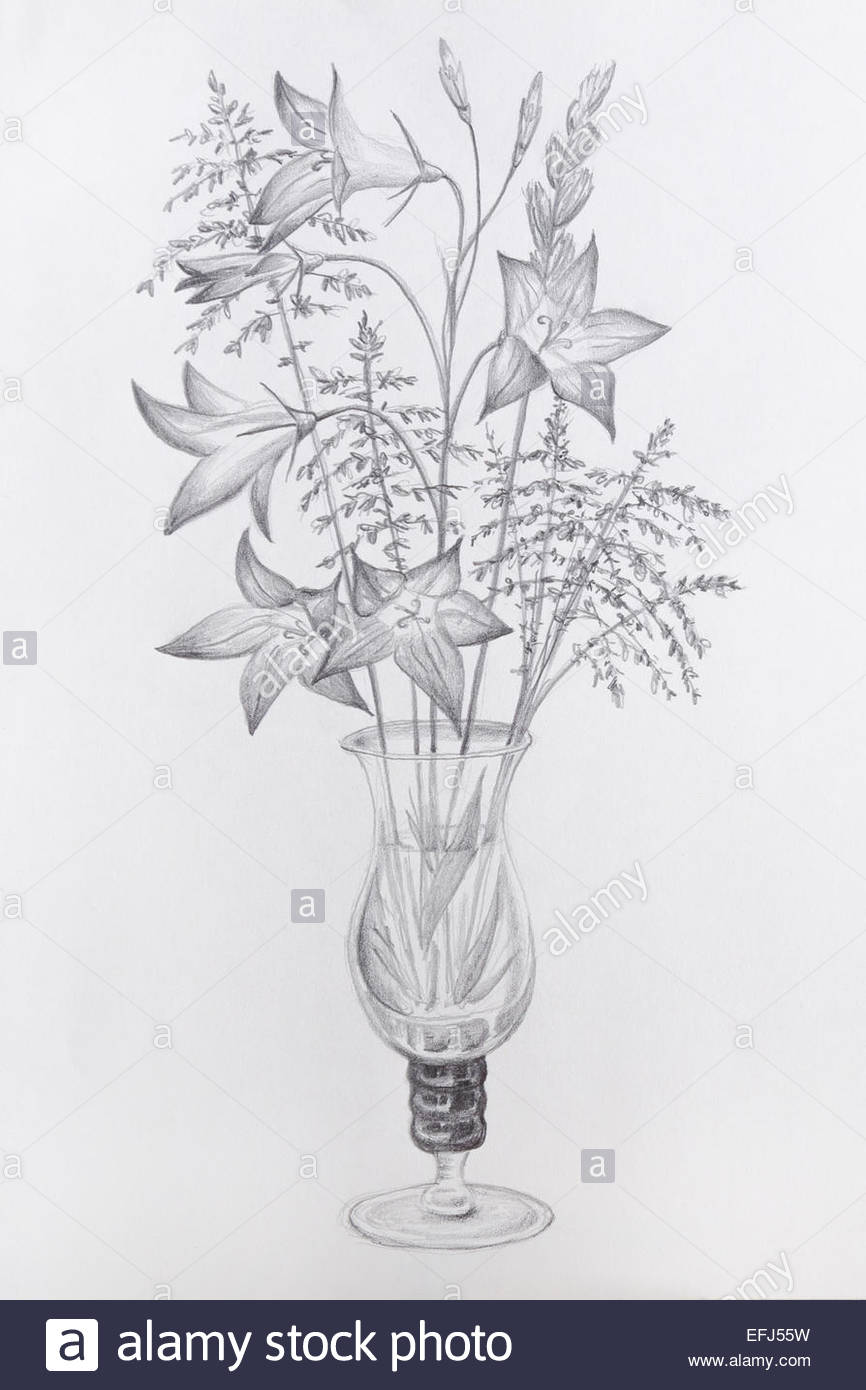 Flowers In A Vase Sketch at PaintingValley.com | Explore collection of ...