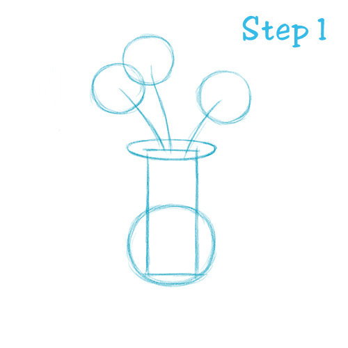500x500 How To Draw A Flower Vase (Beginning) - Flowers In A Vase Sketch