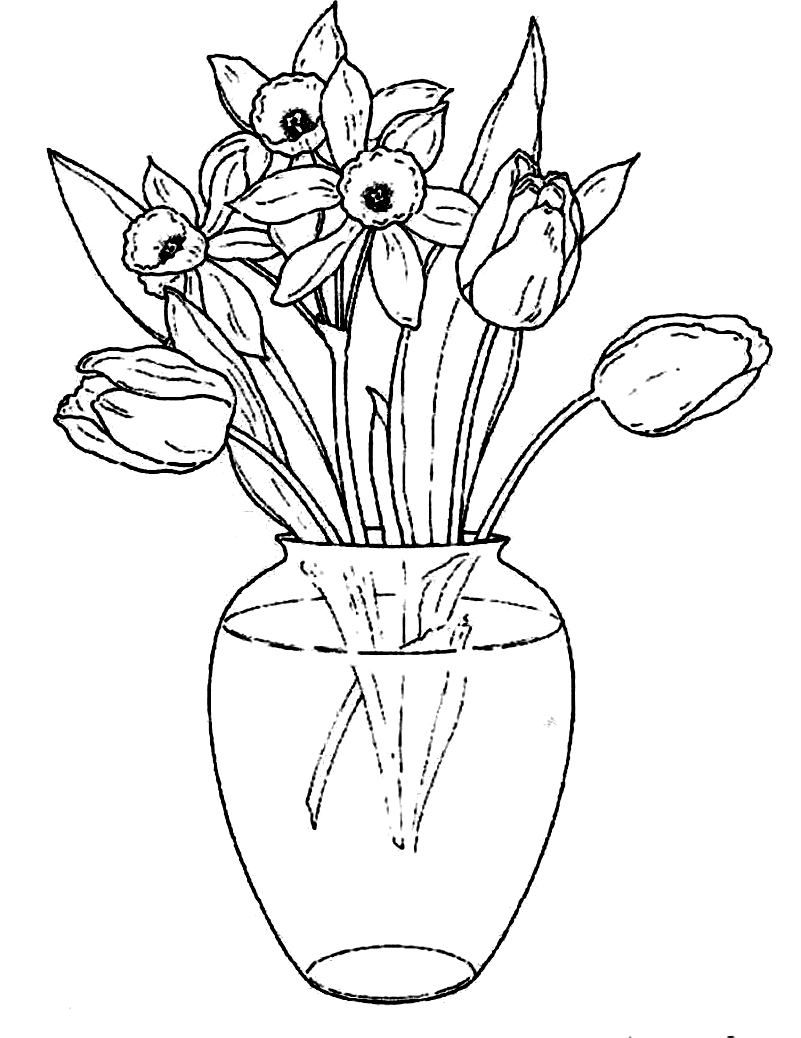 Flowers In A Vase Sketch At Paintingvalley Com Explore