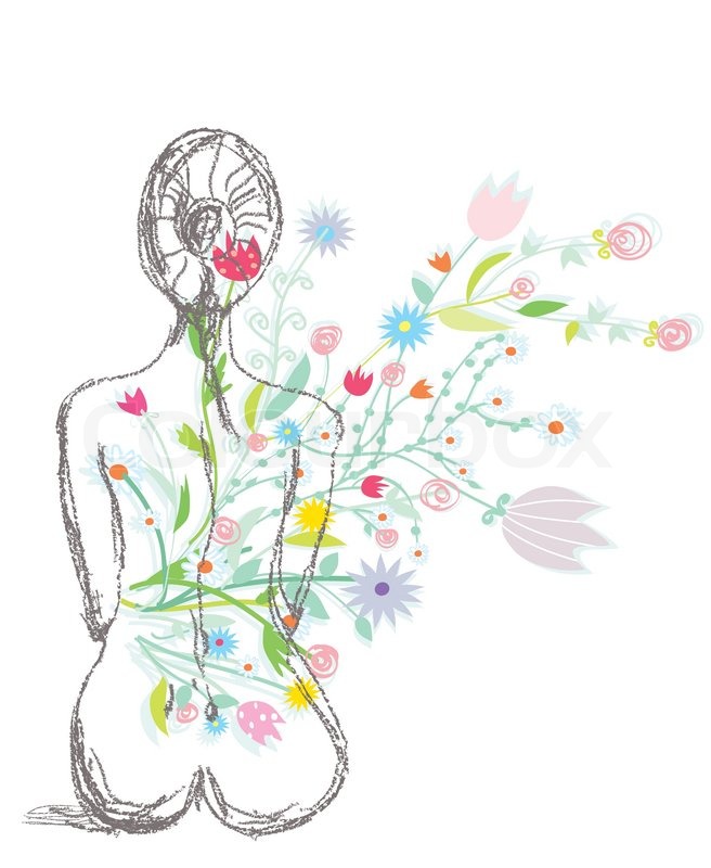 656x800 Spa Illustration With Woman And Flowers Sketch Stock Vector - Flowers Sketch Pictures