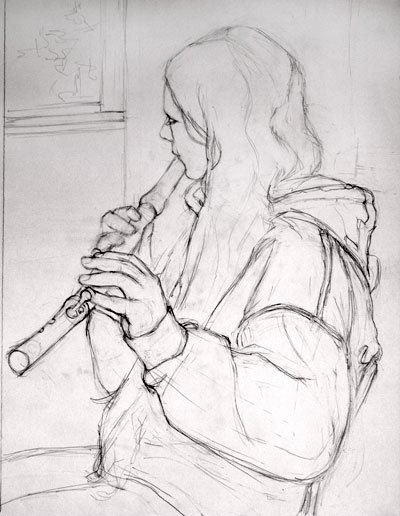 400x516 Drawn Flute Sketch 3328609 - Flute Sketch