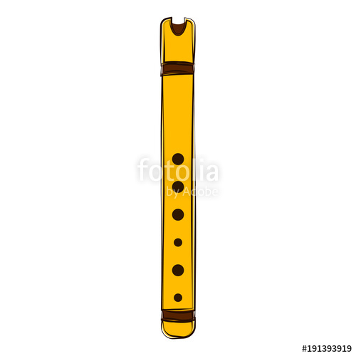 500x500 Isolated Flute Sketch. Musical Instrument Stock Image And Royalty - Flute Sketch